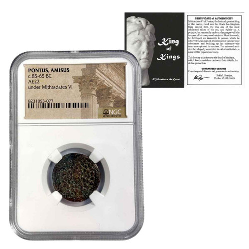 Pontus, Amisus AE22 Bronze Coin – Gorgon/Medusa Type Under Mithradates VI "the Great" – NGC Certified, c. 85-65 BC