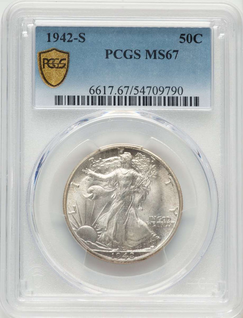 Bullionshark 1942-S 50C Walking Liberty Half Dollar Coin PCGS MS67 - HAT789034003 