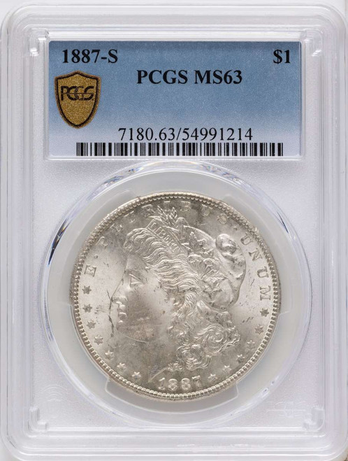 Bullionshark 1887-S S$1 Morgan Silver Dollar Coin PCGS MS63 - HAT790406013 