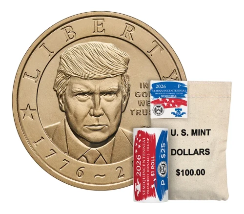  2026 President Donald J. Trump Semiquincentennial $1 Coins - U.S. Mint-Sealed Bag 