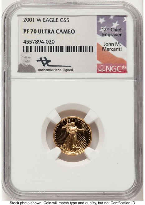 Bullionshark 2001-W $5 Proof 1/10 oz American Gold Eagle Coin NGC PF70 UCAM - HAT506536011 
