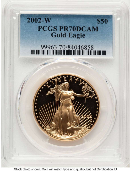 Bullionshark 2002-W $50 Proof 1 oz American Gold Eagle Coin PCGS PR70 DCAM - HAT789108102 