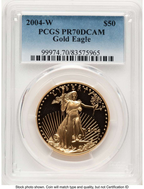 Bullionshark 2004-W $50 Proof 1 oz American Gold Eagle Coin PCGS PR70 DCAM - HAT789108104 