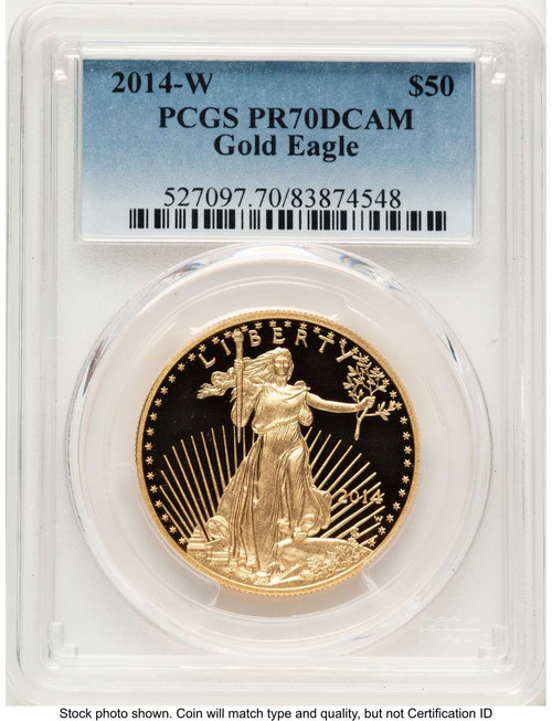 Bullionshark 2014-W $50 Proof 1 oz American Gold Eagle Coin PCGS PR70 DCAM - HAT789108113 