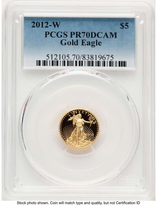 Bullionshark 2012-W $5 Proof 1/10 oz American Gold Eagle Coin PCGS PR70 DCAM - HAT789108024 