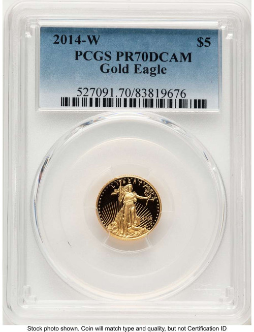 Bullionshark 2014-W $5 Proof 1/10 oz American Gold Eagle Coin PCGS PR70 DCAM - HAT789108026 