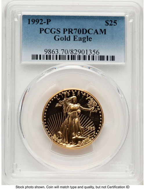 Bullionshark 1992-P $25 Proof 1/2 oz American Gold Eagle Coin PCGS PR70 DCAM - HAT789108063 