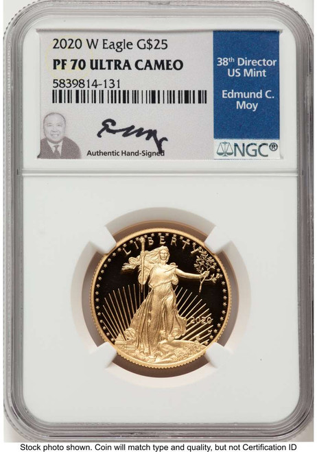 2020-W $50 Proof 1 oz American Gold Eagle Coin NGC PF70 UCAM coin front image