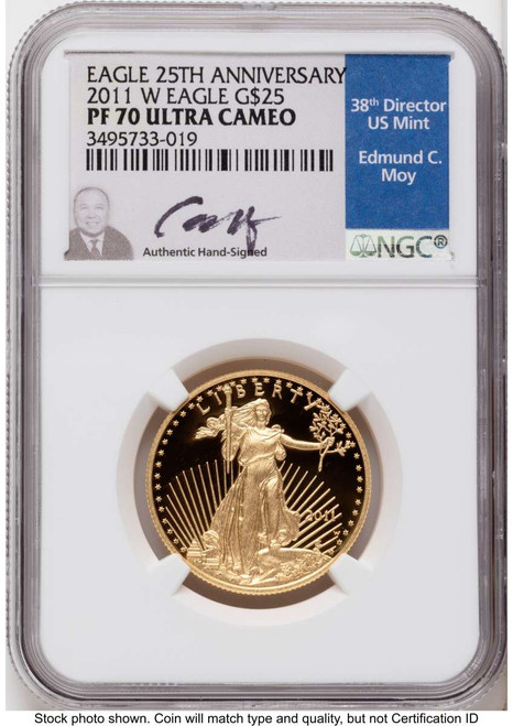 2011-W $25 Proof 1/2 oz American Gold Eagle Coin NGC PF70 UCAM coin front image