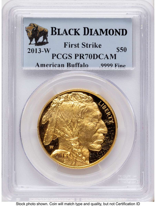 Bullionshark 2013-W $50 Proof 1 oz American Gold Buffalo Coin PCGS PR70 DCAM - First Strike - HAT790178004 