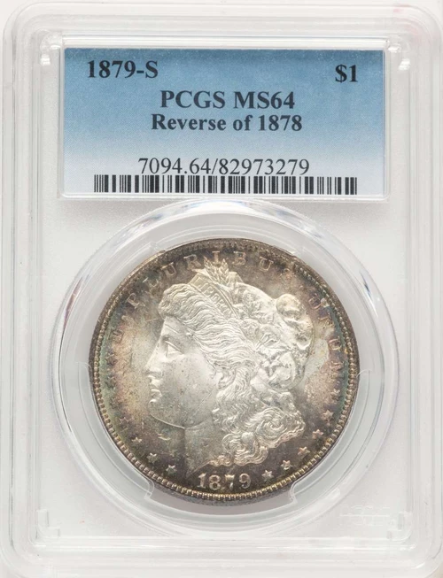 Bullionshark 1879-S S$1 Morgan Silver Dollar Coin PCGS MS64   Reverse of 1878 - HAT524124052 