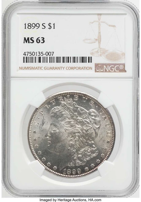Bullionshark 1899-S S$1 Morgan Silver Dollar Coin NGC MS63 - HAT790324017 