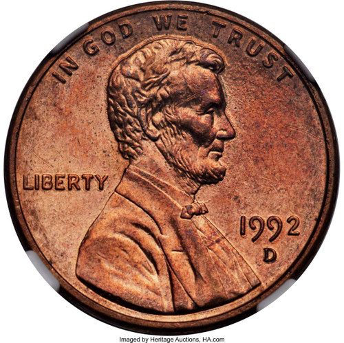 Bullionshark 1992-D 1C Lincoln Cent Coin NGC MS62   Close AM - FS-901 - RD - HAT791027001 