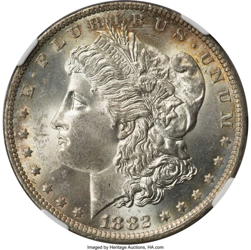 Bullionshark 1882-O/S S$1 Morgan Silver Dollar Coin NGC MS65   O/S Broken - VAM-5 - HAT791027039 