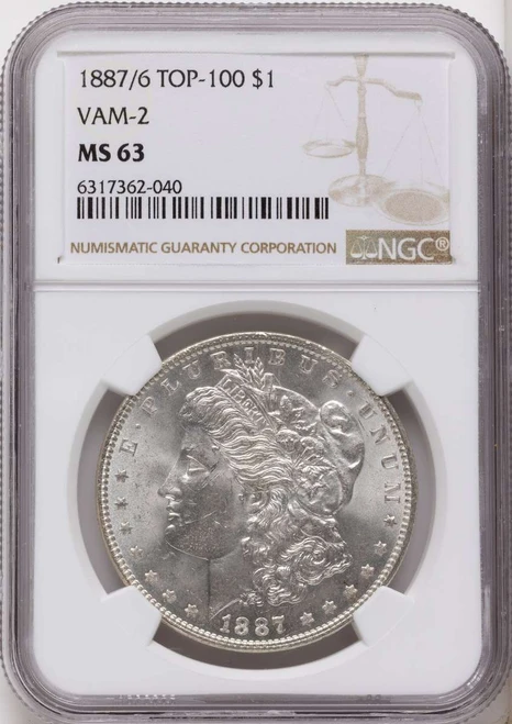 Bullionshark 1887/6 S$1 Morgan Silver Dollar Coin NGC MS63   VAM-2 - Top 100 - HAT790528010 