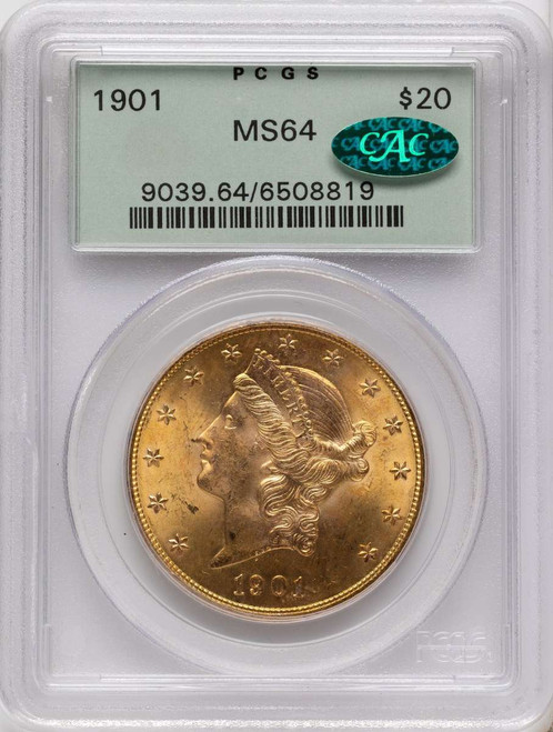 Bullionshark 1901 $20 Gold Liberty Double Eagle PCGS MS64  CAC - HAT790382008 