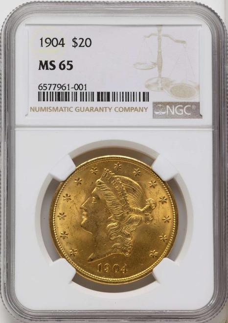 Bullionshark 1904 $20 Gold Liberty Double Eagle NGC MS65 - HAT790677016 