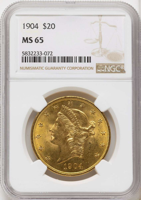 Bullionshark 1904 $20 Gold Liberty Double Eagle NGC MS65 - HAT790677017 