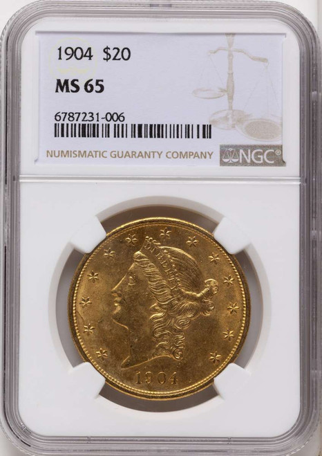 Bullionshark 1904 $20 Gold Liberty Double Eagle NGC MS65 - HAT790677015 