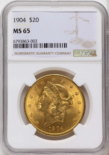 Bullionshark 1904 $20 Gold Liberty Double Eagle NGC MS65 - HAT790677013 
