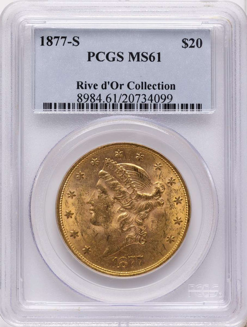 Bullionshark 1877-S $20 Gold Liberty Double Eagle PCGS MS61 - HAT790460010 