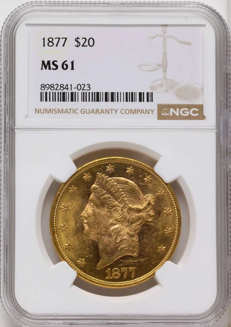 Bullionshark 1877 $20 Gold Liberty Double Eagle NGC MS61 - HAT508354010 