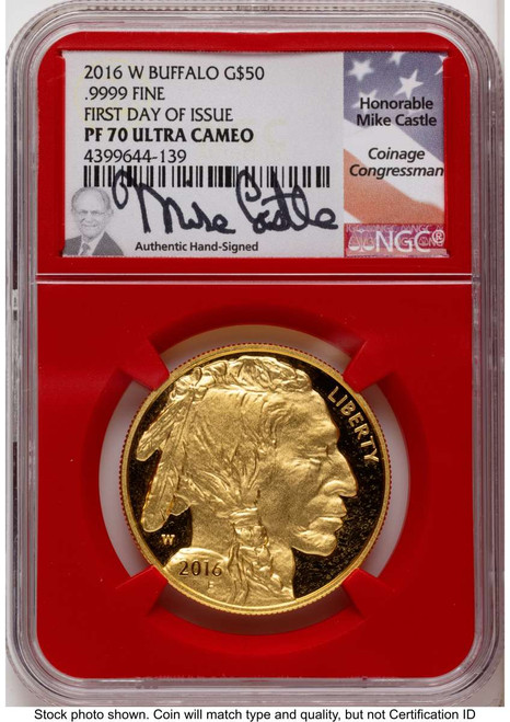 Bullionshark 2016-W $50 Proof 1 oz American Gold Buffalo Coin NGC PF70 UCAM - 10th Anniversary - HAT790909004 