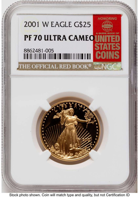 Bullionshark 2001-W $25 Proof 1/2 oz American Gold Eagle Coin NGC PF70 UCAM - HAT790187039 