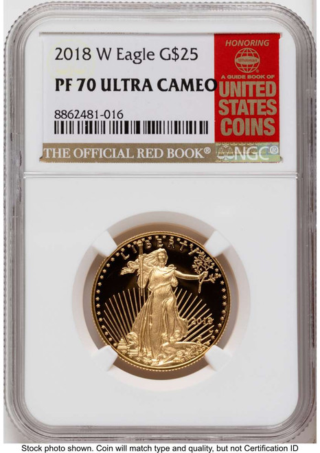 2018-W G$25 Proof 1/2 oz American Gold Eagle Coin NGC PF70 UCAM coin front image