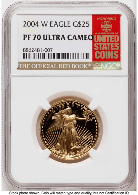 2004-W G$25 Proof 1/2 oz American Gold Eagle Coin NGC PF70 UCAM coin front image