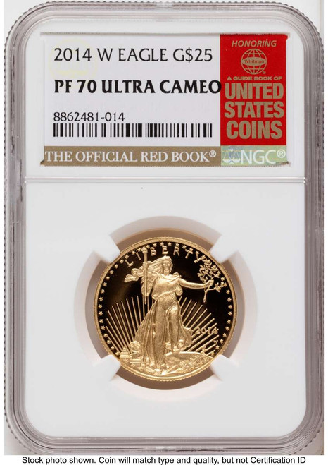2014-W $25 Proof 1/2 oz American Gold Eagle Coin NGC PF70 UCAM coin front image