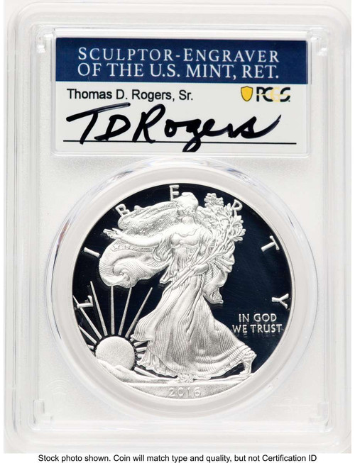 2016-W S$1 Proof American Silver Eagle Coin PCGS PR70 DCAM - Lettered Edge - 30th Anniversary coin front image