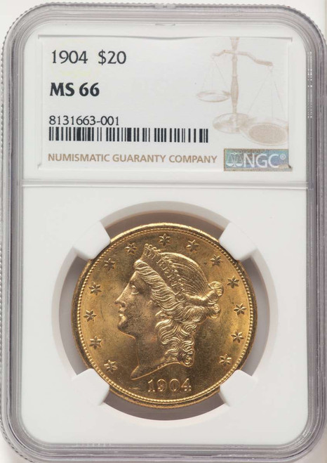 Bullionshark 1904 $20 Gold Liberty Double Eagle NGC MS66 - HAT786166002 