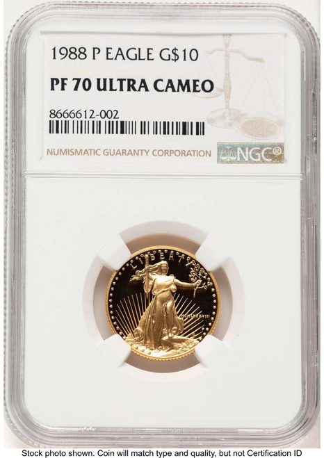 1988-P G$10 Proof 1/4 oz American Gold Eagle Coin NGC PF70 UCAM coin front image