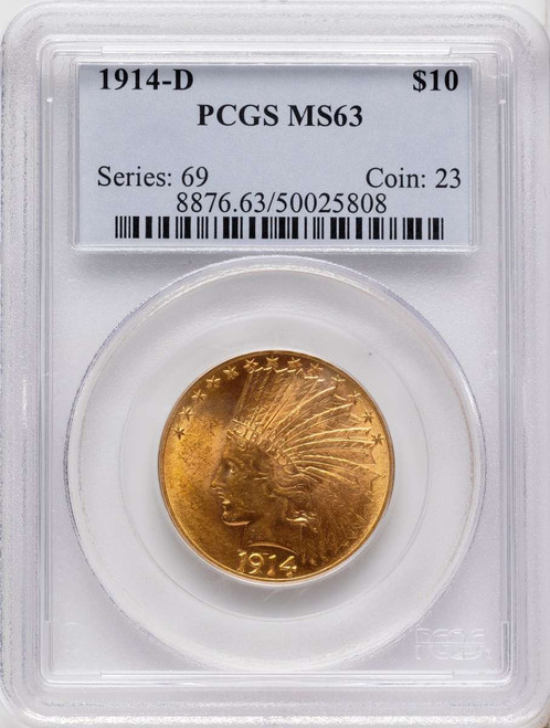 Bullionshark 1914-D $10 Indian Gold Eagle Coin PCGS MS63 - HAT507835036 