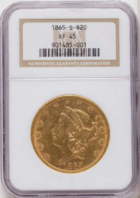 Bullionshark 1865-S $20 Gold Liberty Double Eagle NGC XF45 - HAT791058008 