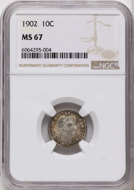 Bullionshark 1902 10C Barber Dime Coin NGC MS67 - HAT525170001 