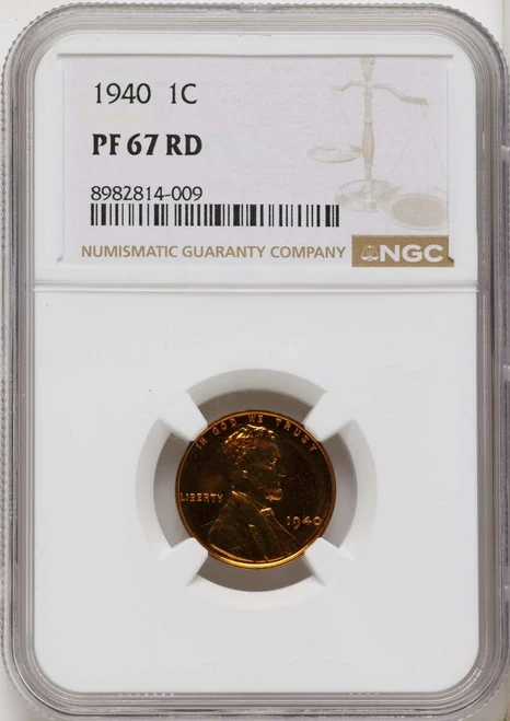 Bullionshark 1940 1C Proof Lincoln Cent Coin NGC PF67     RD - HAT788698002 