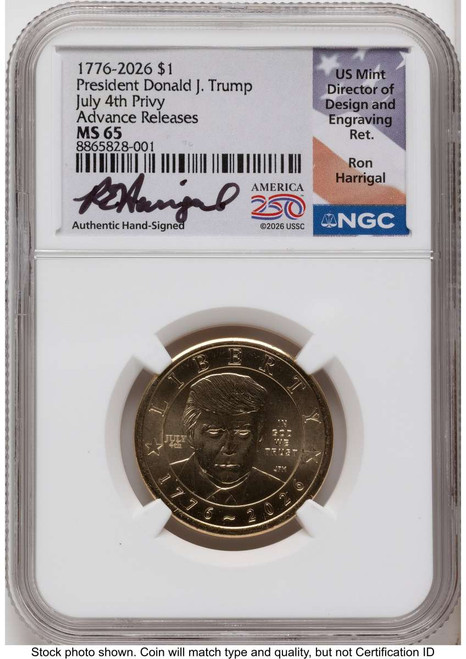 Bullionshark 2026 $1 Modern Bullion Coin NGC MS65   Donald J. Trump Semiquincentennial - July 4th Privy - HAT790625125 