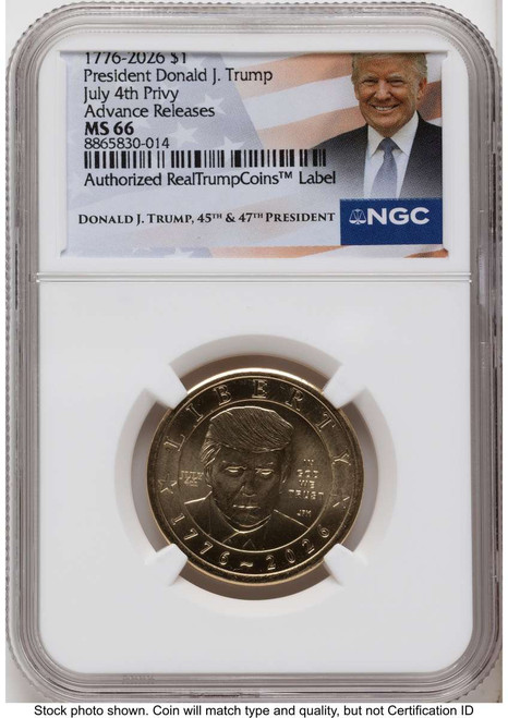 2026 $1 Modern Bullion Coin NGC MS66   Donald J. Trump Semiquincentennial - July 4th Privy coin front image