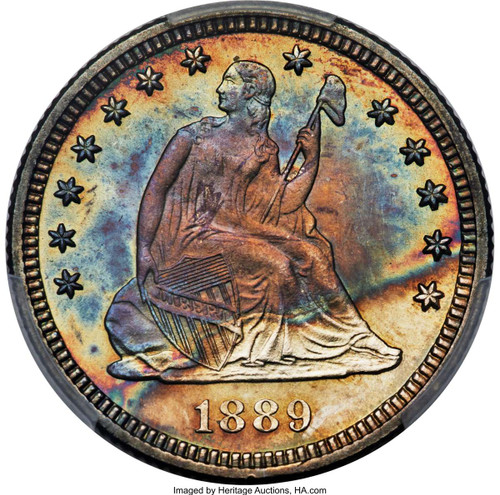 Bullionshark 1889 25C Seated Quarter Coin PCGS MS67  CAC + - HAT791027026 