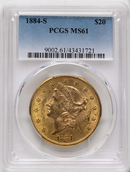 Bullionshark 1884-S $20 Gold Liberty Double Eagle PCGS MS61 - HAT790124005 