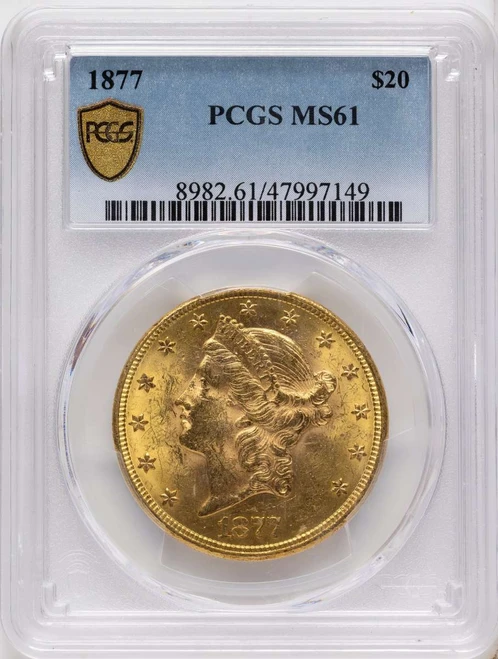 Bullionshark 1877 $20 Gold Liberty Double Eagle PCGS MS61 - HAT789201012 