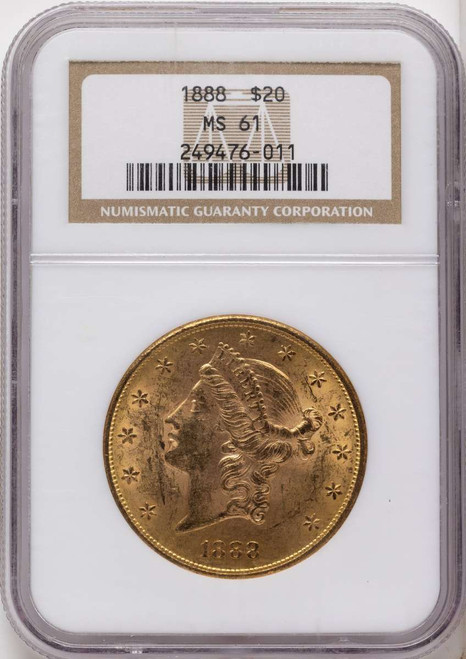 Bullionshark 1888 $20 Gold Liberty Double Eagle NGC MS61 - HAT790328007 