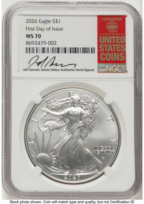 Bullionshark 2026 $1 American Silver Eagle Coin NGC MS70 - First Day of Issue - HAT523402486 