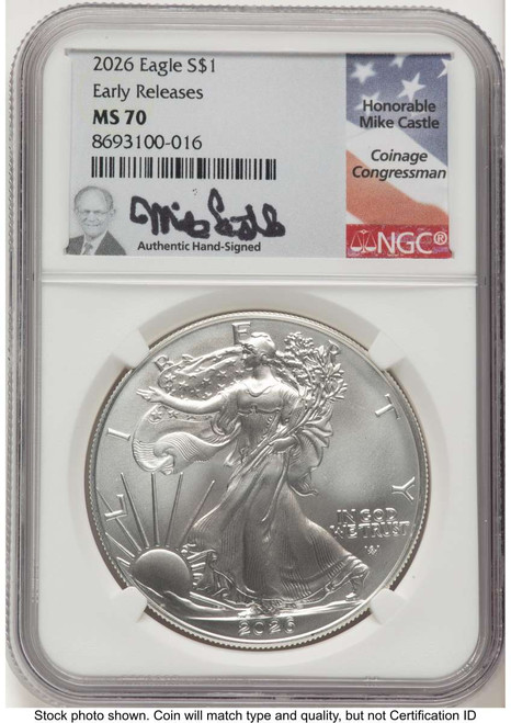 Bullionshark 2026 $1 American Silver Eagle Coin NGC MS70 - First Strike - HAT523402352 