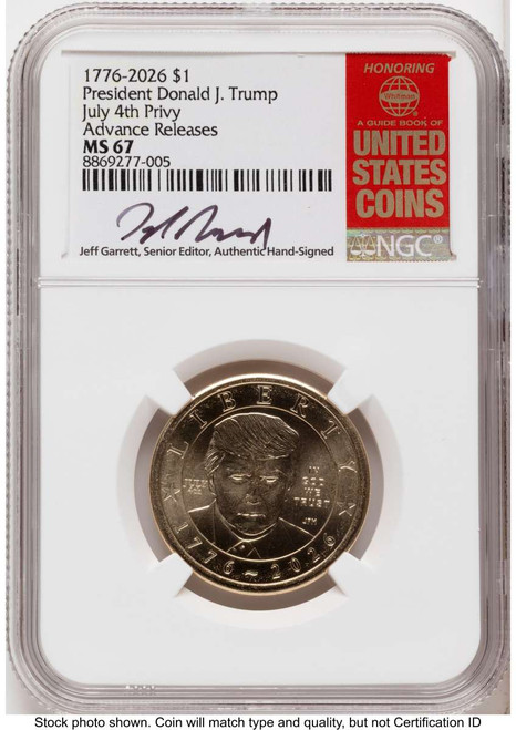 Bullionshark 2026 $1 Modern Bullion Coin NGC MS67   Donald J. Trump Semiquincentennial - July 4th Privy - HAT791469015 