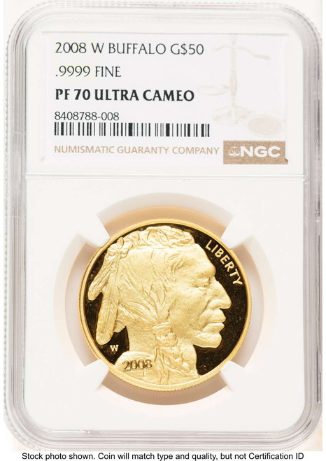 Bullionshark 2008-W $50 Proof 1 oz American Gold Buffalo Coin NGC PF70 UCAM - HAT790150014 