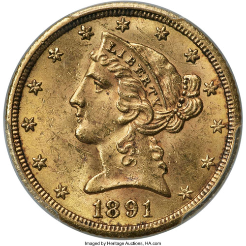 Bullionshark 1891-CC $5 Gold Liberty PCGS MS63 - HAT791358068 