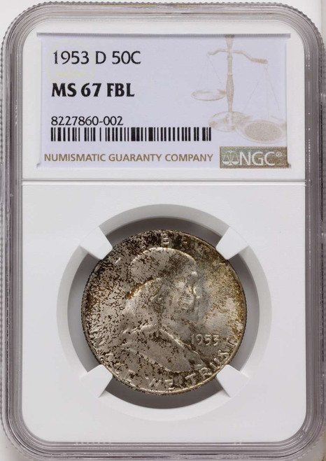 Bullionshark 1953-D 50C Franklin Half Dollar Coin NGC MS67 - HAT790599001 
